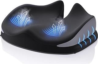 Benazcap Large Memory Seat Cushion for Office Chair Pressure Relief Sciatica & Tailbone Pain Relief Memory Foam Firm Coccyx Pad for Long Sitting, for Office Chair, Gaming Chair and Car Seat