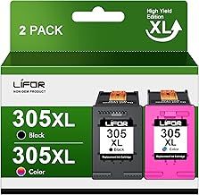 LIFOR 305XL Ink Cartridges Replacement for HP 305 Ink Cartridges Black and Colour 305 XL for HP DeskJet 2700 2710 2720 2722 Plus 4100 4120 Envy 6000 6010 6020 6030 6032 Pro 6400 6430 Packing May Vary