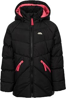 Trespass Kids Water Resistant Jacket Annah - Raincoat For Kids with Detachable Hood, Quilted Detail, Wind Resistant Padded Jacket with Reflective Detail on Back & 2 Zipped Pockets