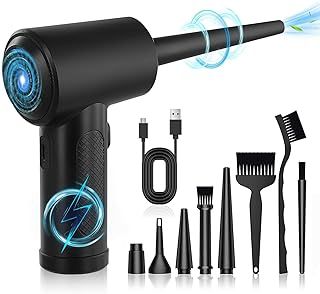 Electric Compressed Air Duster Cleaner, Handy Air Blower PC Cleaner with LED Light, Rechargeable 3-Gear Speeds Cordless Air Duster Compressed Air Cleaner for PC Laptop Keyboard Home Cleaning