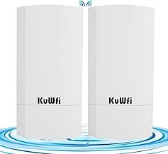 KuWFi Outdoor Wireless Bridge, 300Mbps WiFi Bridge,Indoor&Outdoor Point to Point Wireless Bridge Support 1KM Long Distance for Starlink Router, CCTV&Surveillance Camera, Ideal for Garden,Farm
