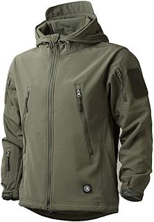 Mens Waterproof Jackets Casual Hooded Coat Softshell Fleece Lined Running Jackets Tactical Military Work Fishing Hunting Climbing