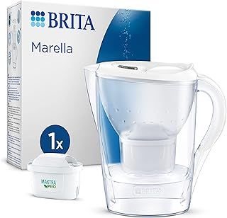 BRITA Marella Water Filter Jug White (2.4L) incl. 1x MAXTRA PRO All-in-1 cartridge - fridge-fitting jug with digital LTI and Flip-Lid - now in sustainable Smart Box packaging