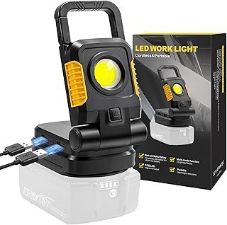 SYLSAR Cordless LED Work Light for Makita 18v Battery, 25W Portable LED Light with 3 Modes, Dual USB Port and Upgraded Low Voltage Protection (Battery Not Included) [Energy Class A+]