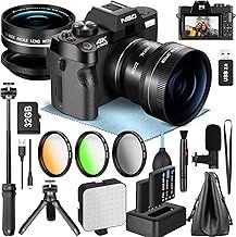 4K Digital Cameras for Photography - 48MP/60FPS Video Camera for Vlogging, WiFi & App Control, YouTube Vlogging Camera with 32GB TF Card. Wide-Angle & Macro Lens Included (Black)