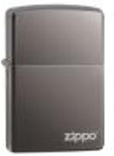 Zippo Windproof Lighter - Logo - Black Ice, Laser Engrave - Refillable for Lifetime Use - Adjustable Flame - Gift Box - Metal Construction - Made in USA