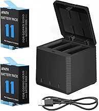 AFAITH Batteries with Battery Charger For GoPro Hero 9 Black, 3-Channel Storage Box Battery Charger with 2 Rechargeable Lithium-ion Battery+Type C Cable for GoPro Hero 9 Black