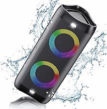 DONOW Portable Bluetooth Speaker with Lights, 30W Stereo Sound, Bass Boost, IPX5 Waterproof, 20H Playtime, Built-in Mic, Speakers Wireless Bluetooth for Travel, Party, Outdoor, Shower(Black)