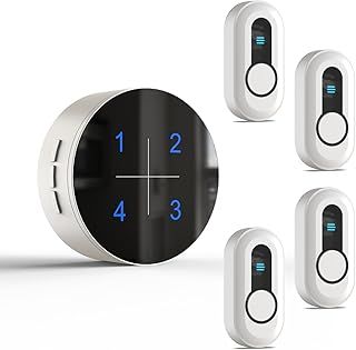 Wireless Caregiver Pager Nurse Call Button for Elderly LED Call Light Nurse Alert System Call Bell for Patients at Home Clinic/Medical Institution/Nursing Home 500+ft(4 buttons + 1 receivers)