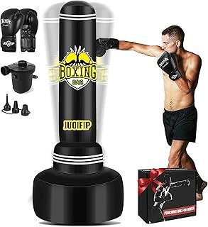 Boxing Bag Set, 180cm Free Standing Punch Bag with Boxing Gloves and Electric Air Pump, Women Men Stand Kickboxing Bags for Training MMA Muay Thai Fitness Beginners Teenagers