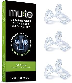 Mute Nasal Dilator for Snore Reduction - Anti-Snoring Aid Solution - Breathing Aids for Better Sleep - Comfortable Nose Vents to Improve Airflow (Medium, 3-Pk)