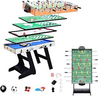 DRM 8 in 1 Folding Game Table, Billiards Table, Pool/Snooker Table,Hockey Table,Table Tennis Table,Football Table,Checkers,Backgammon,Chess,Playing Card with Parts Storage Box,4FT