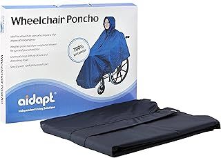 Aidapt Waterproof Wheelchair Poncho Full Weather Protection, Showers, Rain, Cold, Drawstring Hood, Elasticated Cuffs, Universal Sizing,Mobility,Elderly,Cape,Scooter,Coverall,Disability,Navy Blue