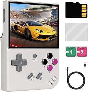 RG35XX Plus Handheld Game Console, HDMI TV Output 3.5 Inch IPS Screen Linux System Built-in 5515 Classic Video Games 64G TF(Grey)