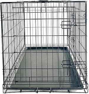AllPetSolutions Dog Crate Dog Cage Large Size - 92L x 56W x 62Hcm - Foldable, Portable Kennel - 2 Front & Side Gate Doors with Sliding Locks, Removable Tray - Black