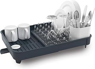 Joseph Joseph Extend Expandable Dish Drainer Rack with Removable Cutlery Holder Swivel Draining Spout - Grey, 4