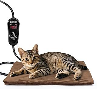 NAMOTEK Pet Heating Pad Adjustable Temperature with Timer, Waterproof Heated Mat with Chew Resistant Cord, Auto Power-Off Electric Indoor Pet Heat Pad for Dogs and Cats