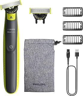 Philips OneBlade 360 Authentic Electric Beard Trimmer and Shaver, 2X 360 Blades, 3X Stubble Comb (1,3,5mm), QP2724/31