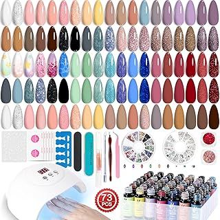 Lavender Violets 73 Pcs Gel Nail Polish Set with Lamp Starter Kit 45 Colors Full Set for Beginners Nail Primer,Base Coat,Matte&Top Coat Manicure Gel Remover Shellac UV Varnish Nail tech Suppliers LA07
