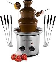 Andrew James Chocolate Fountain with 8 Skewers | 3 Tiers Fondue Set with Extra Deep Drip Tray | Electric Fondue Set Great for Parties and Entertaining | 1 L Capacity Chocolate Fountains