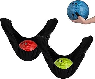 HERRUT - 2 Pack - Bowling Ball Polisher Seesaw Bag - Microfiber - for Carrying, Cleaning and Storage - Complete with Lycra Thumb Sock