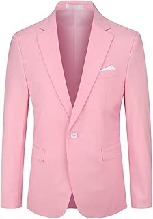 YOUTHUP Mens Slim Fit Blazer 1 Button Formal Suit Jacket Classic Business Wedding Dress Tuxedo Blazers
