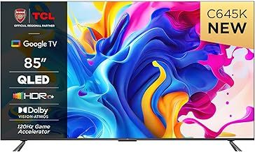 TCL 85C645K 85-inch QLED Television, 4K Ultra HD, 4K Google TV Smart TV (Game master, Dolby Atmos, Freeview Play, Motion clarity, Hands-Free Voice Control, compatible with Google assistant & Alexa)