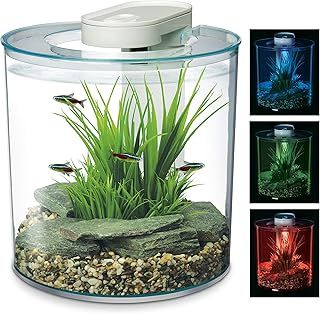 Marina 360 Aquarium with Remote Control LED Lighting, Multi-colour, 10 Litre,Blue,Green,Red