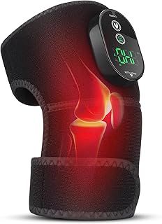EDIFOLLY Heated Brace, Rechargeable Knee Warmer with 6 Heating Levels, 4 Timer, Cordless for Men & Women, Black