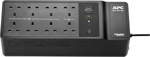 APC UPS for Home, 1050VA UPS Battery Backup with AVR, 8x British BS1363A outlets, (2) USB Charger Ports, Back-UPS Uninterruptible Power Supply, BE1050G2-UK