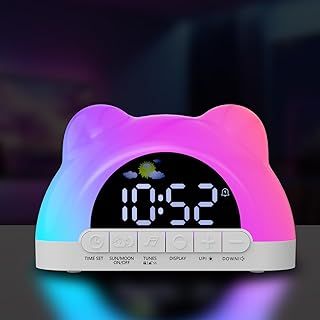 Zhwidnerso Sunrise Alarm Clock with Sunrise Simulation and 10 Natural Sounds, 11 Color Modes, Dual Alarms, Night Light for Kids and Heavy Sleepers
