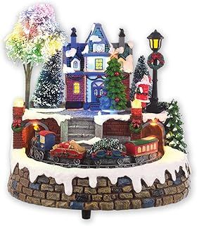 The Christmas Workshop 70840 Animated Musical Village/Light Up Christmas Decoration/Multi-Coloured LED Lights/Plays 8 Different Classic Christmas Songs / 24cm x 20cm x 20cm