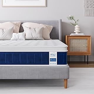 wowttrelax Double Mattress 4FT6, 10 Inch Gel Memory Foam Pocket Sprung Mattress with Breathable Soft Fabric, Orthopedic Pressure & Back Pain Relief, Medium Firm Euro Top in a Box- 135×190×25