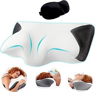 TheComfortZone Orthopedic Memory Foam Pillow for Neck and Shoulder Support Pain Relief Ergonomic Cervical Contour Anti Snore Pillows Front Back Side Sleepers Cooling Tencel Fibers with Bamboo Charcoal