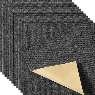 VEVOR SS-FTDT391-1212-12 Peel and Stick x Squares Self Adhesive Floor, Soft Padded Carpet, Easy Install DIY for Bedroom Living Room Indoor Outdoor (12 Tiles, Dark Gray)