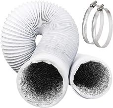 Tumble Dryer Hose 100mm Ducting with 2 Clamps, 4 Inch Flexible Vent Kit Extractor Fan Ducting Aluminium Tube for Kitchen (White, 5 feet)