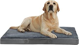 Nepfaivy Dog Bed - Large, Washable, Waterproof Orthopedic Bed and Mattress for Dog Crate, 90×60×7.5cm, Soft, Medium, Removable, Washable Plush Covers, Dark Grey
