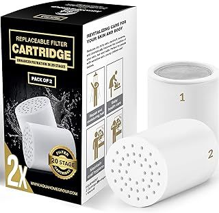 AquaHomeGroup 20 - Stage Replacement Premium Filter Cartridge 2-Pack (No Housing), Compatible with Any Shower Filter of Similar Design 15 and 20 Stages