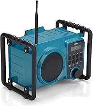 Work Radio DAB Radio Portable With Floodlight DAB Site Radio, Bluetooth Splash Proof Rechargeable FM Radio AUX IN, JobSite, Worksite Or Garden Radio