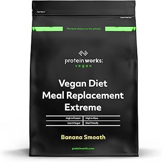 Protein Works - Vegan Diet Meal Replacement Extreme | Plant Based Meal Replacement Shake | Added Vitamins | Aids Weight Loss | 16 Servings | Banana Smooth | 1kg