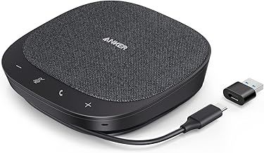 Anker PowerConf S330 USB Speaker, Conference Microphone for Home Office, Smart Voice Enhancement, Plug and Play, 360° Voice Coverage Via 4 Microphones and Powerful Sound