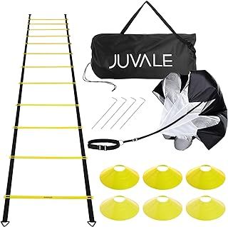 Juvale Agility Training Equipment with Ladder, 6 Disc Cones, Resistance Parachute for Speed Training, Football, Workout, Footwork