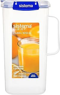 Sistema KLIP IT PLUS Juice Jug | 2 L | Airtight Plastic Jug for Milk, Water & More | BPA-Free