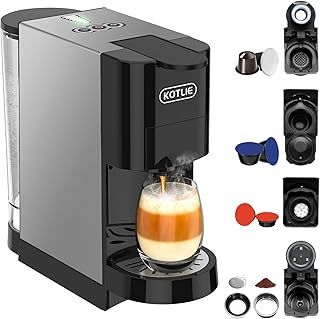 5 in 1 Espresso Single Serve Coffee Machine for Nespresso Original/Dolce Gusto/Mio/L’OR/Ground Capsule and ESE Coffee Pods,19Bar Multi-Capsule Coffee Machine (AC-513HF)