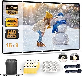 100 Inch, Portable Projector Screen with 16:9 HD 4K Screen for School Home Theatre Cinema Office, Foldable- 227cm(W) X 130cm(H) Matte White Widescreen