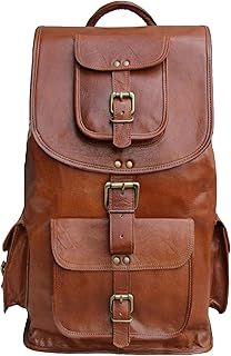 Jaald Leather Laptop Backpack Brown Vintage Rucksack College Travel Mochila Indiana Jones