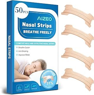 Nasal Strips, 50 Pcs Extra Strong Nose Strips Anti Snoring Devices, Instantly Relieves Nasal Congestion and Helps Reduce Snoring, Nose Strips for Breathing, Drug-Free, Snoring Aids for Men and Women