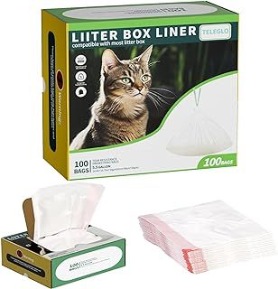 100 Pack Drawstring Cat Litter Box Liner Bags For Litter-Robot 3/4,Waste Bags Compatible With Self-Cleaning Litter Box,Heavy Duty