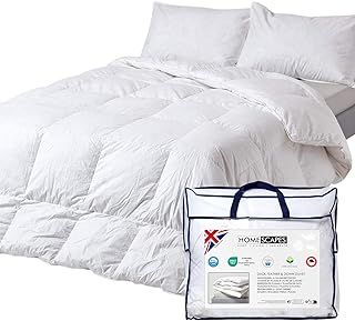 HOMESCAPES King Size Duvet 13.5 Tog, Luxury Ethical Duck Feather & Down Quilt, Anti Allergy 100% Cotton Cover Down-Proof Winter Bed Duvets, Washable, RDS & OEKO-TEX Certified