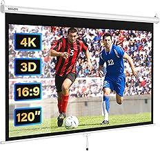 WASJOYE Manual Pull-Down Projector Screen - Universal 120-inch Roll-Down Retractable Manual Projection Screen w/Auto-Locking, Adjustable Screen Height, Black Masking Border